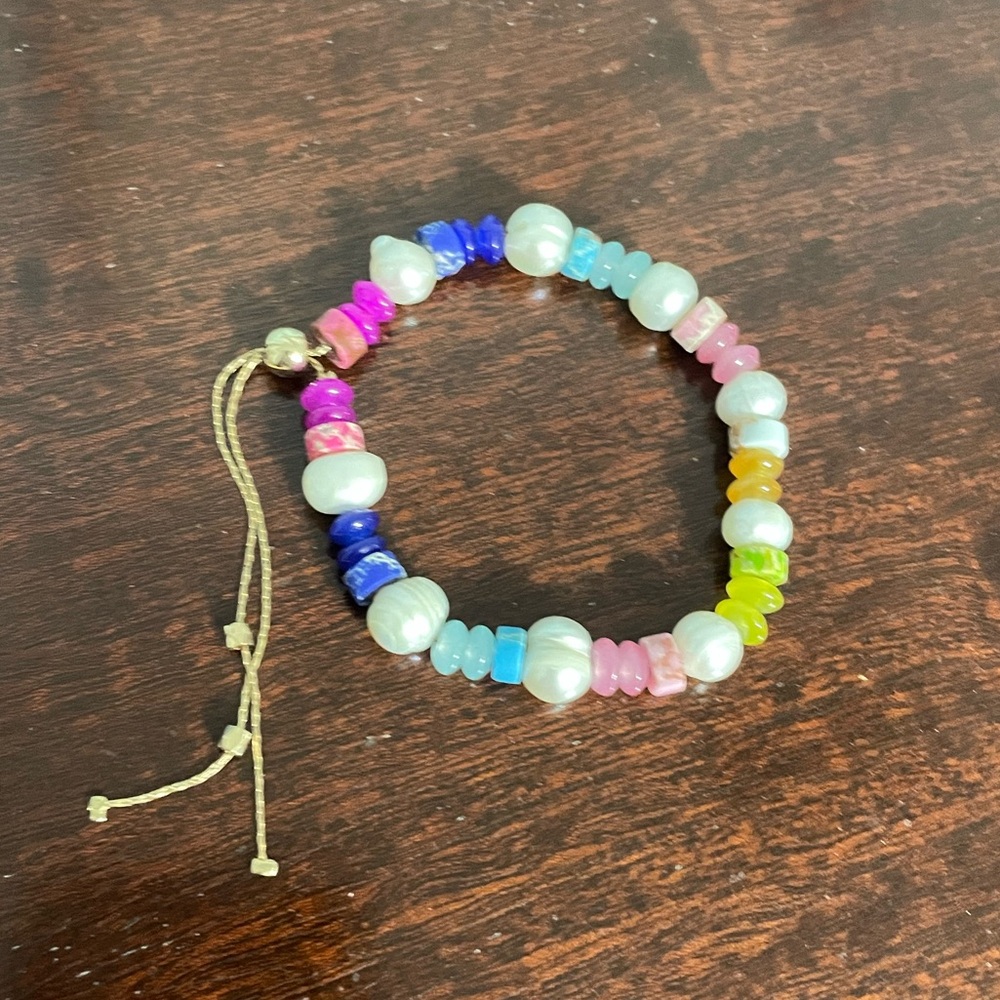 Rainbow adjustable beaded bracelet